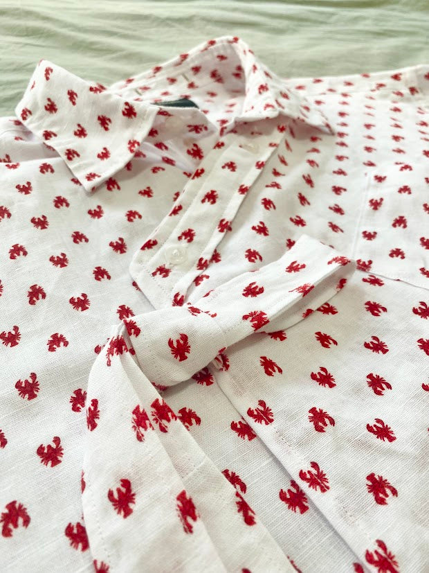 Red Lobster Linen Hanbok Top